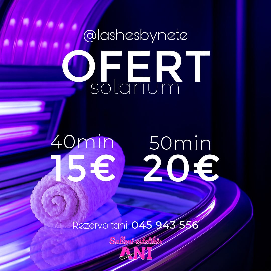 Square solarium offer post: 40 min €15, 50 min €20