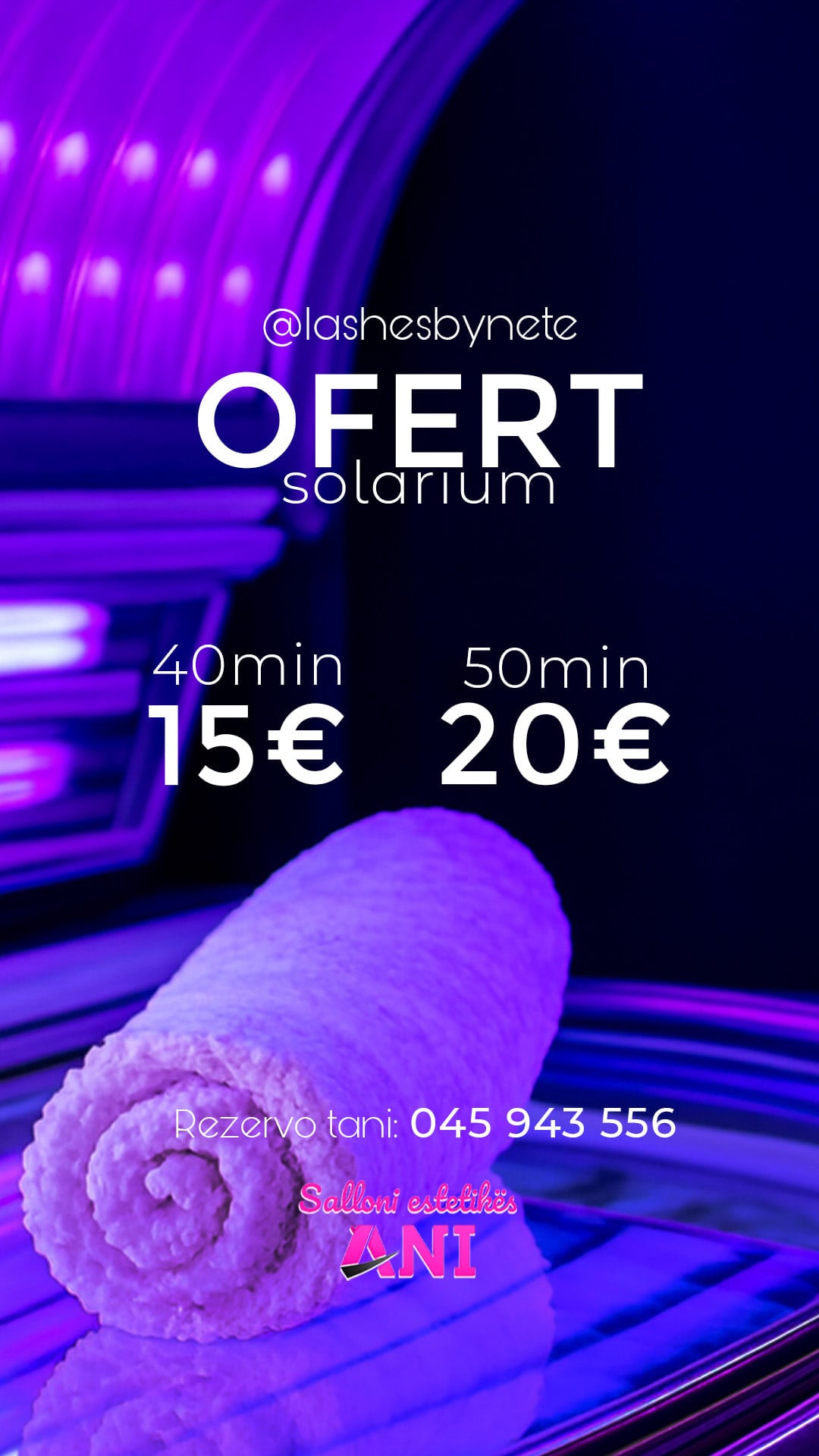 Solarium offer story in violet tones