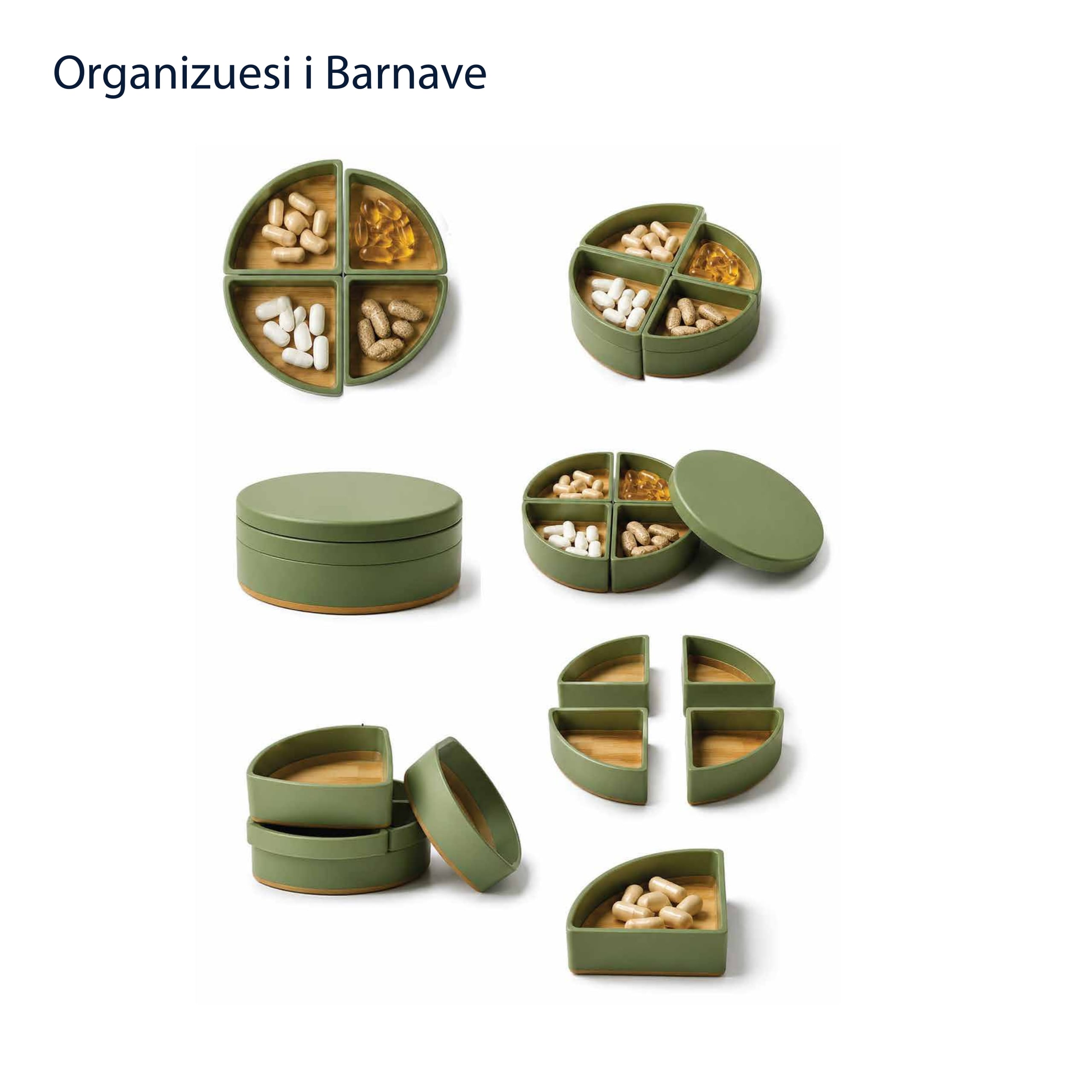 Four-part pill organiser
