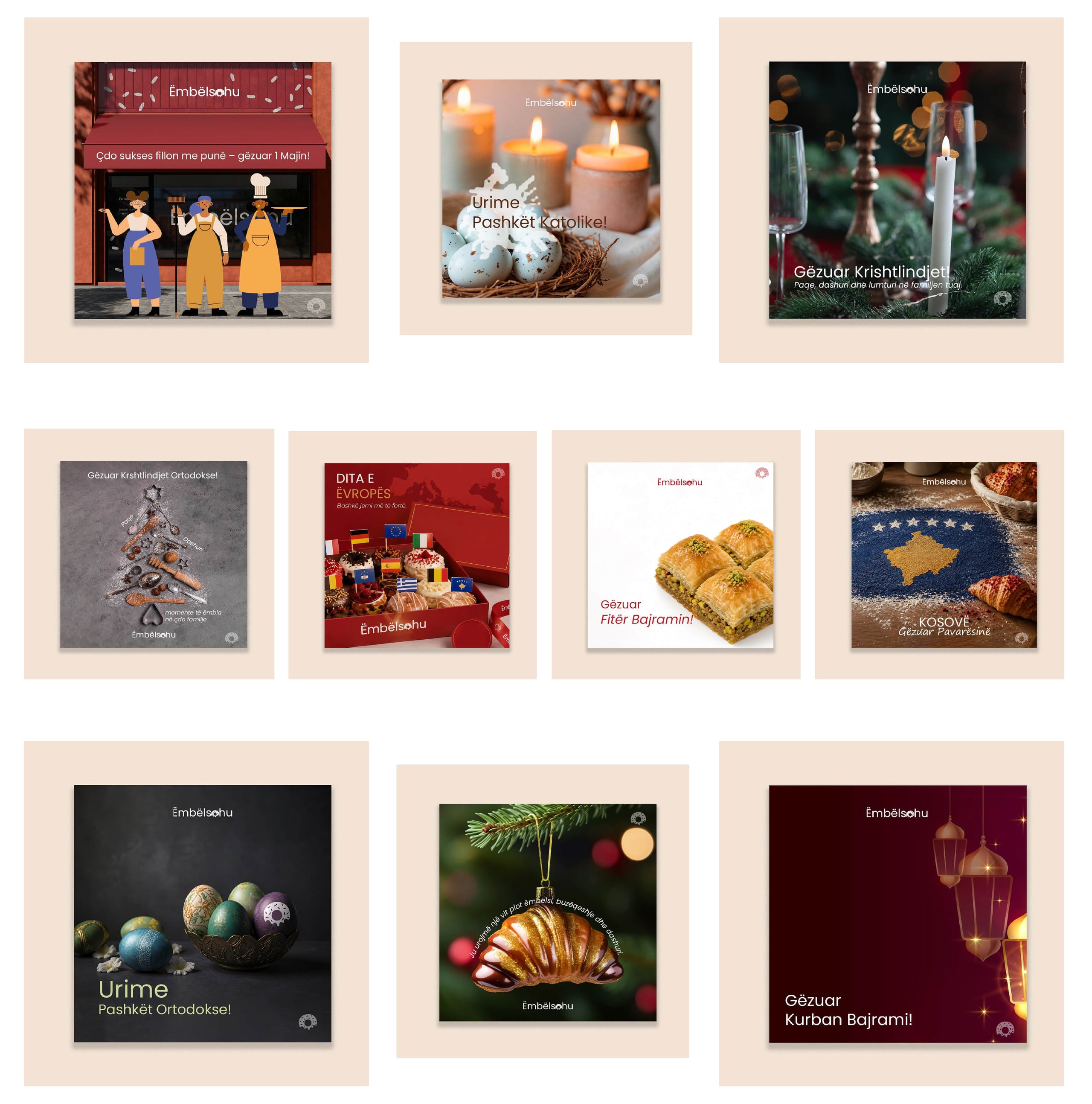 A series of seasonal social media posts
