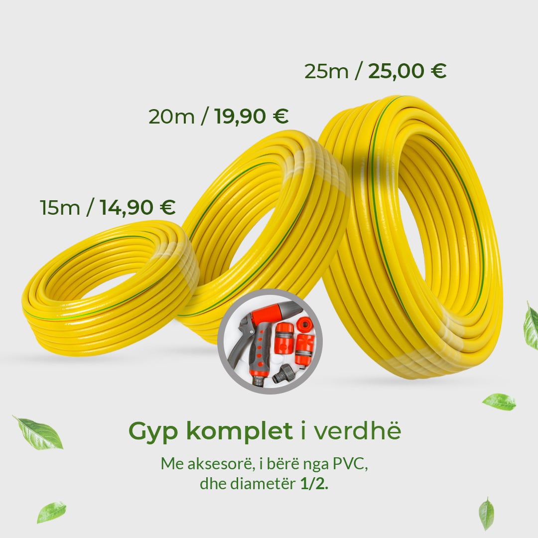 Post for a yellow garden hose in three lengths