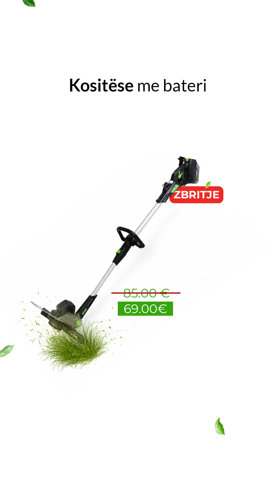 Story for a battery grass trimmer, on sale