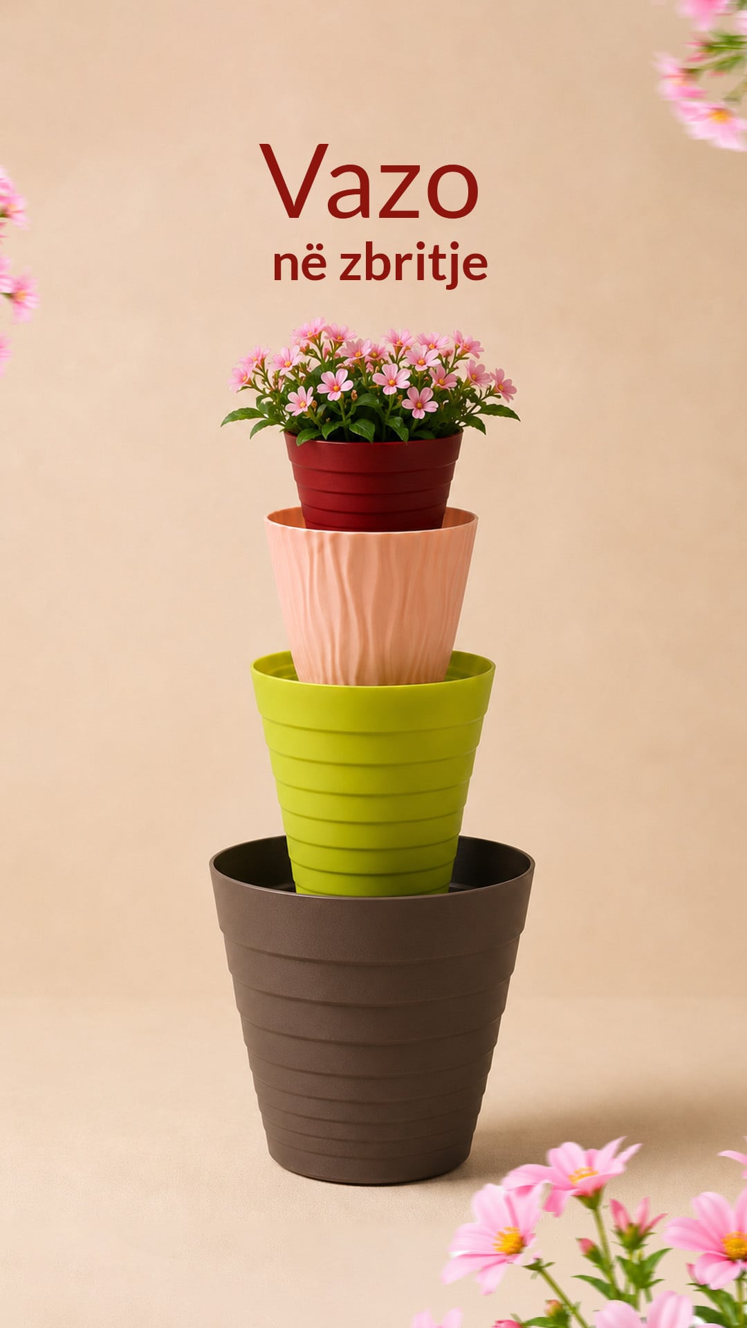 “Pots on sale” story with stacked flower pots