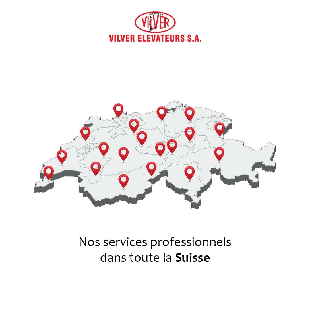 Map of Switzerland with VILVER service locations