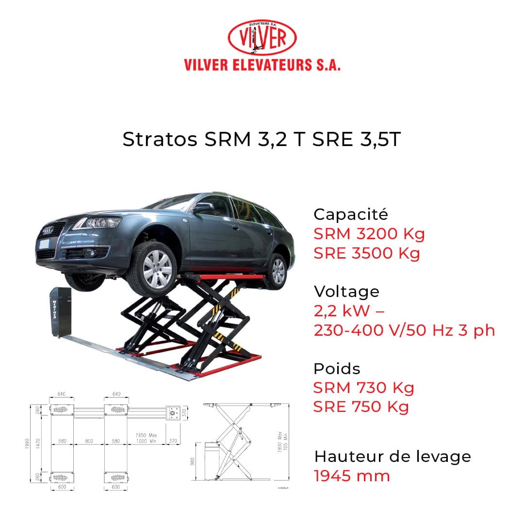 Post for the Stratos SRM 3.2 T lift with a car