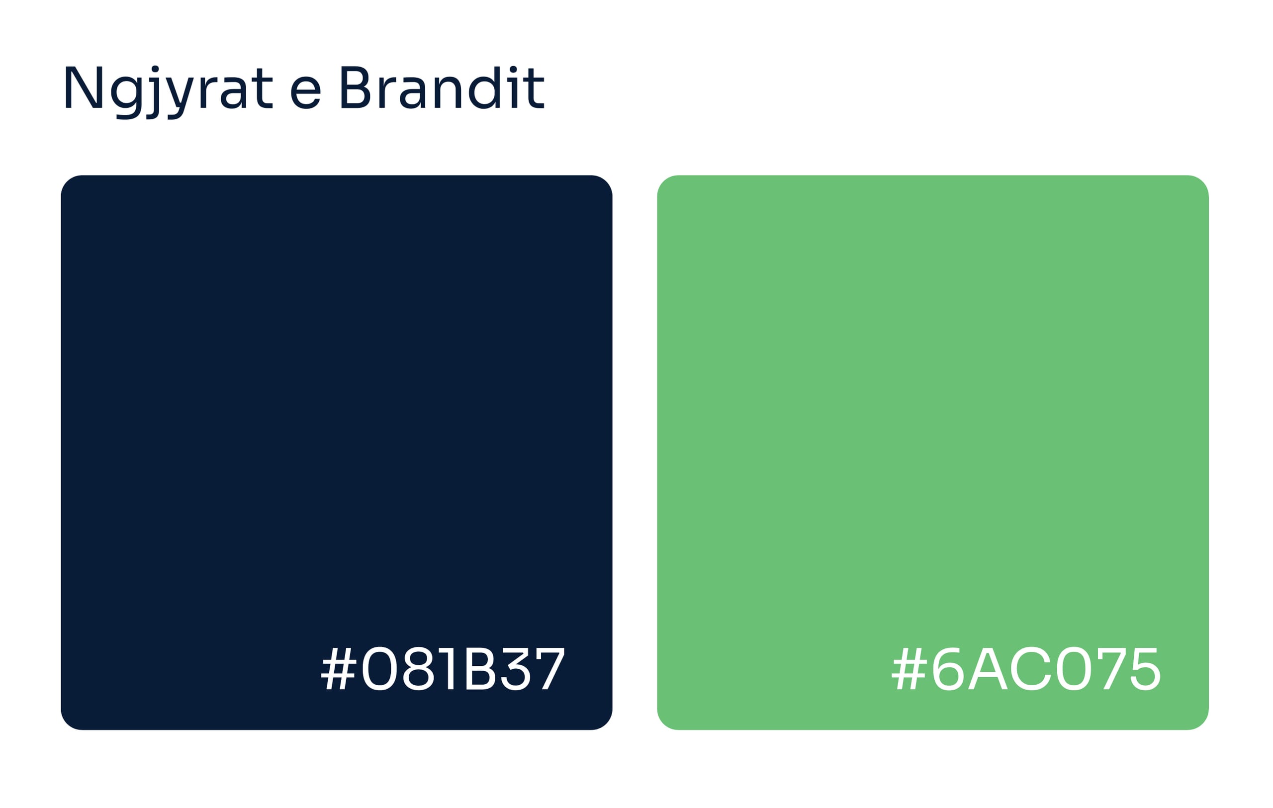 Brand colours: dark navy #081B37 and green #6AC075