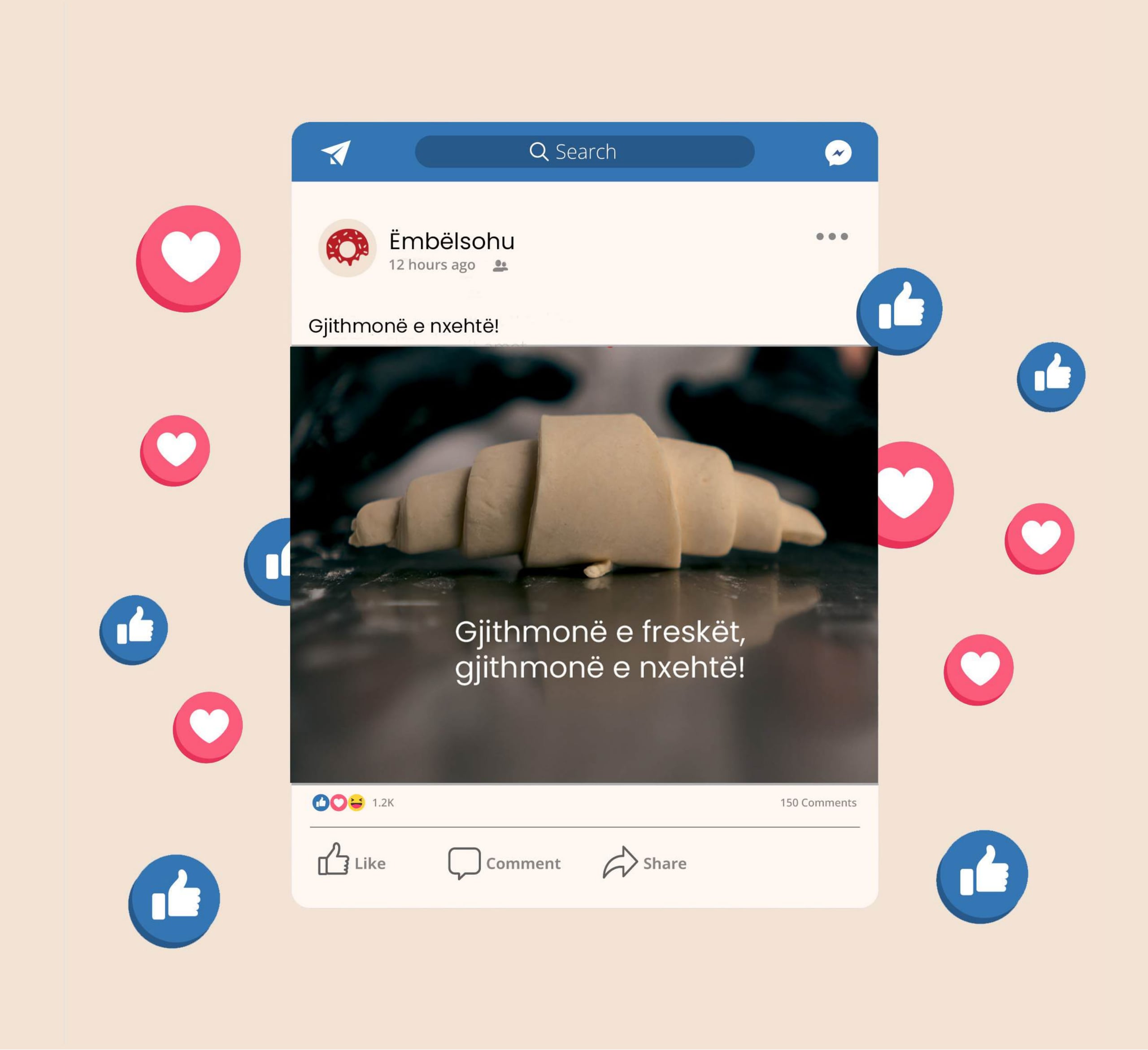 Facebook post: “Always fresh, always warm!”